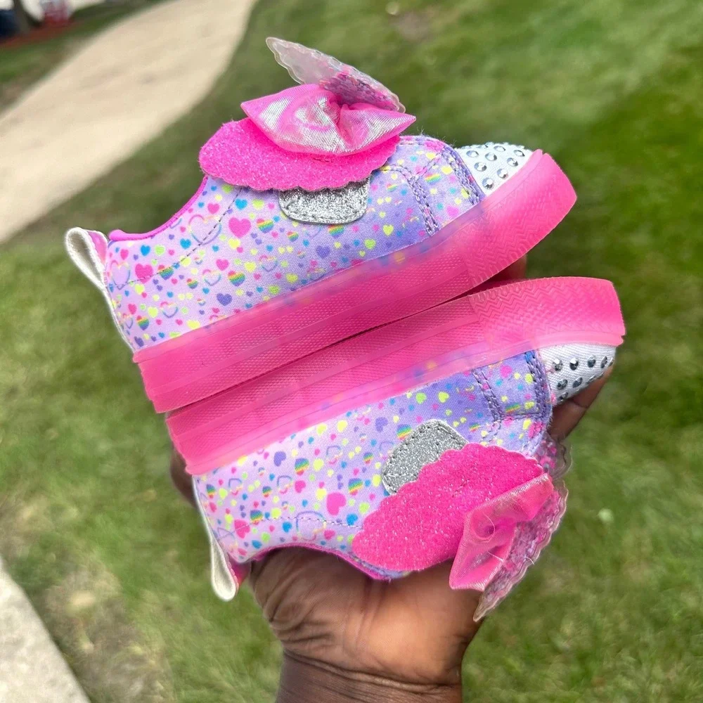 Skechers Twinkle Toes Toddler Girls Light Up Butterfly Sneakers Size 6 Shoes